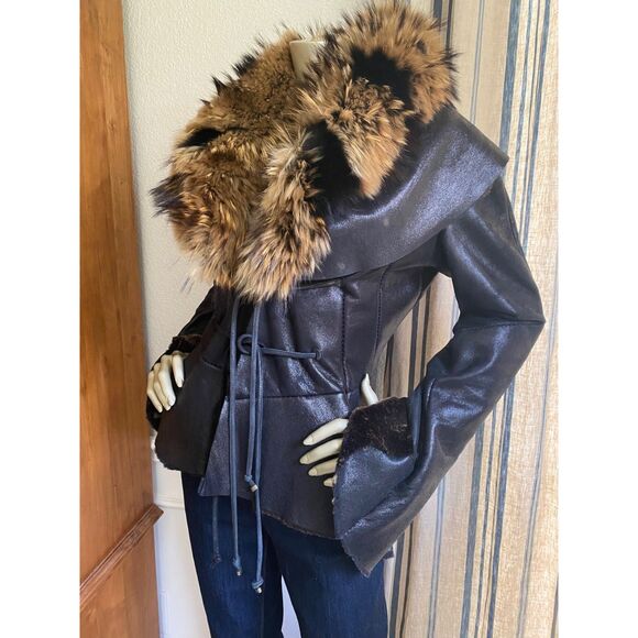 EUC Roberto Cavalli Reversible Fur Leather Jacket Coat M - Picture 5 of 14